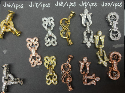 J Section Copper Plating Micro Mounted Zirconium Crystal Bracelets Charm ＆ Spacer
