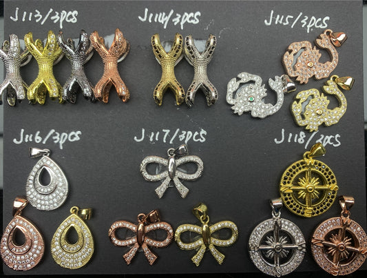 J Section Copper Plating Micro Mounted Zirconium Crystal Bracelets Charm ＆ Spacer
