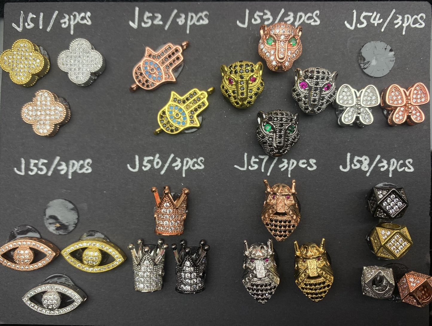 J Section Copper Plating Micro Mounted Zirconium Crystal Bracelets Charm ＆ Spacer