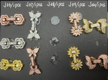 J Section Copper Plating Micro Mounted Zirconium Crystal Bracelets Charm ＆ Spacer