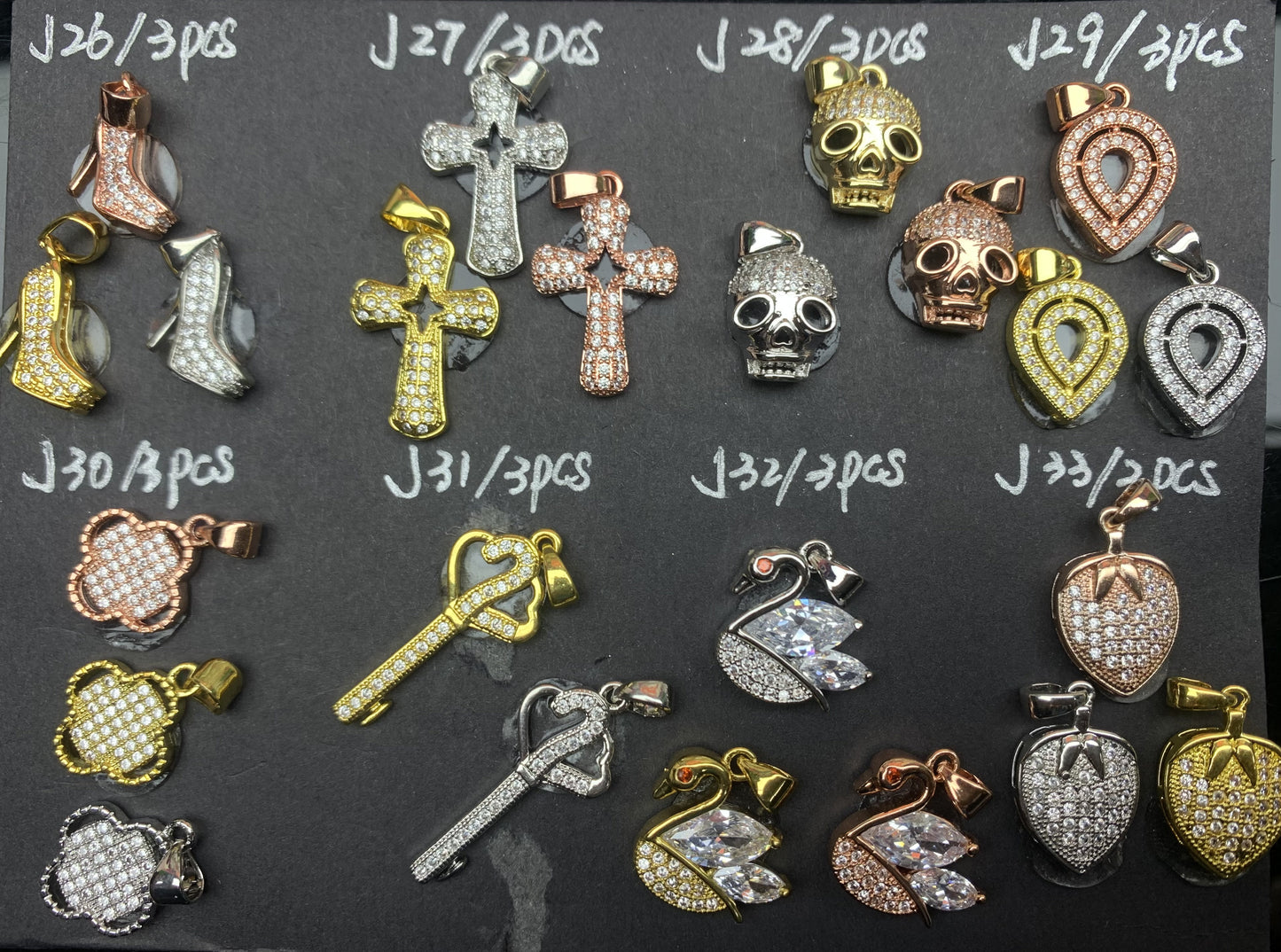 J Section Copper Plating Micro Mounted Zirconium Crystal Bracelets Charm ＆ Spacer