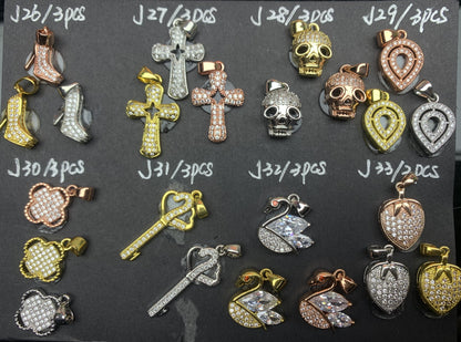 J Section Copper Plating Micro Mounted Zirconium Crystal Bracelets Charm ＆ Spacer