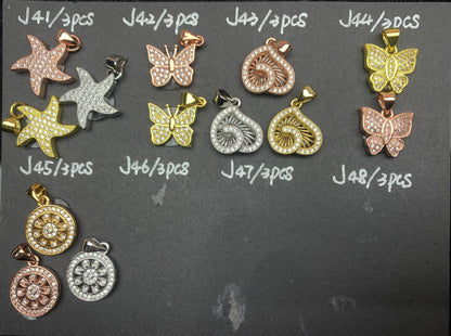 J Section Copper Plating Micro Mounted Zirconium Crystal Bracelets Charm ＆ Spacer