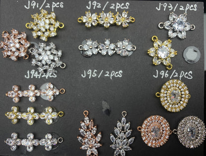 J Section Copper Plating Micro Mounted Zirconium Crystal Bracelets Charm ＆ Spacer
