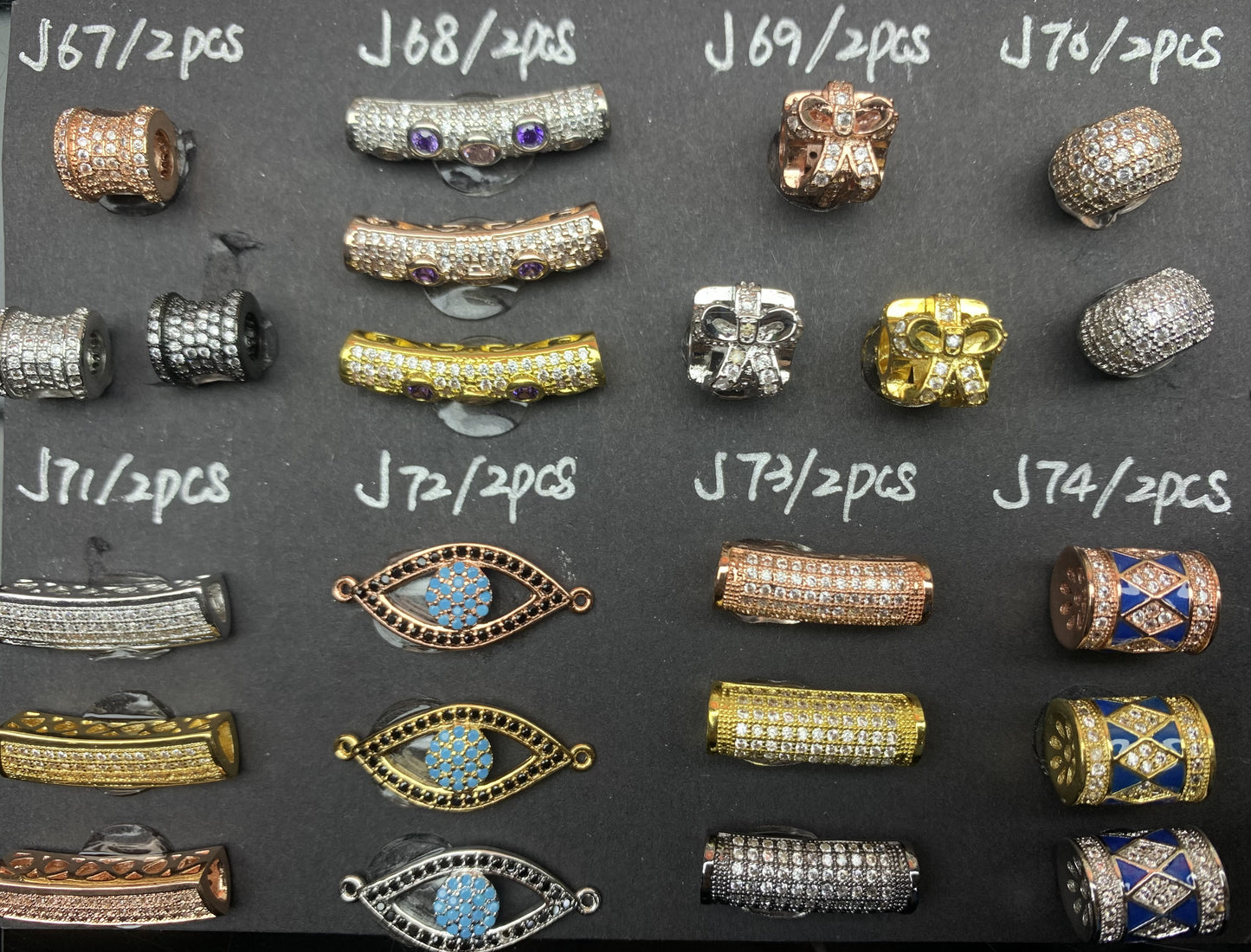 J Section Copper Plating Micro Mounted Zirconium Crystal Bracelets Charm ＆ Spacer