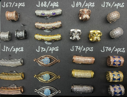 J Section Copper Plating Micro Mounted Zirconium Crystal Bracelets Charm ＆ Spacer