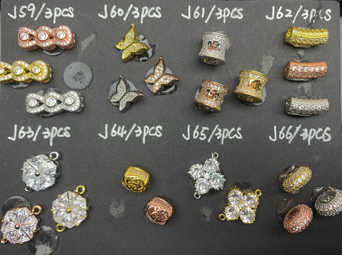 J Section Copper Plating Micro Mounted Zirconium Crystal Bracelets Charm ＆ Spacer